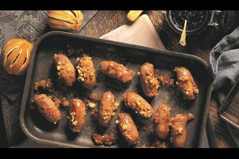 If you don't fancy pigs in blankets, the Co-operative Food's sticky sausages with a honey and mustard glaze and popping crackling provide a unique alterative.